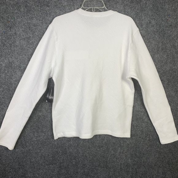 INC International Concepts Sweatshirt Women M White NWT Diagonal Knit Zip Pocket - Picture 7 of 9